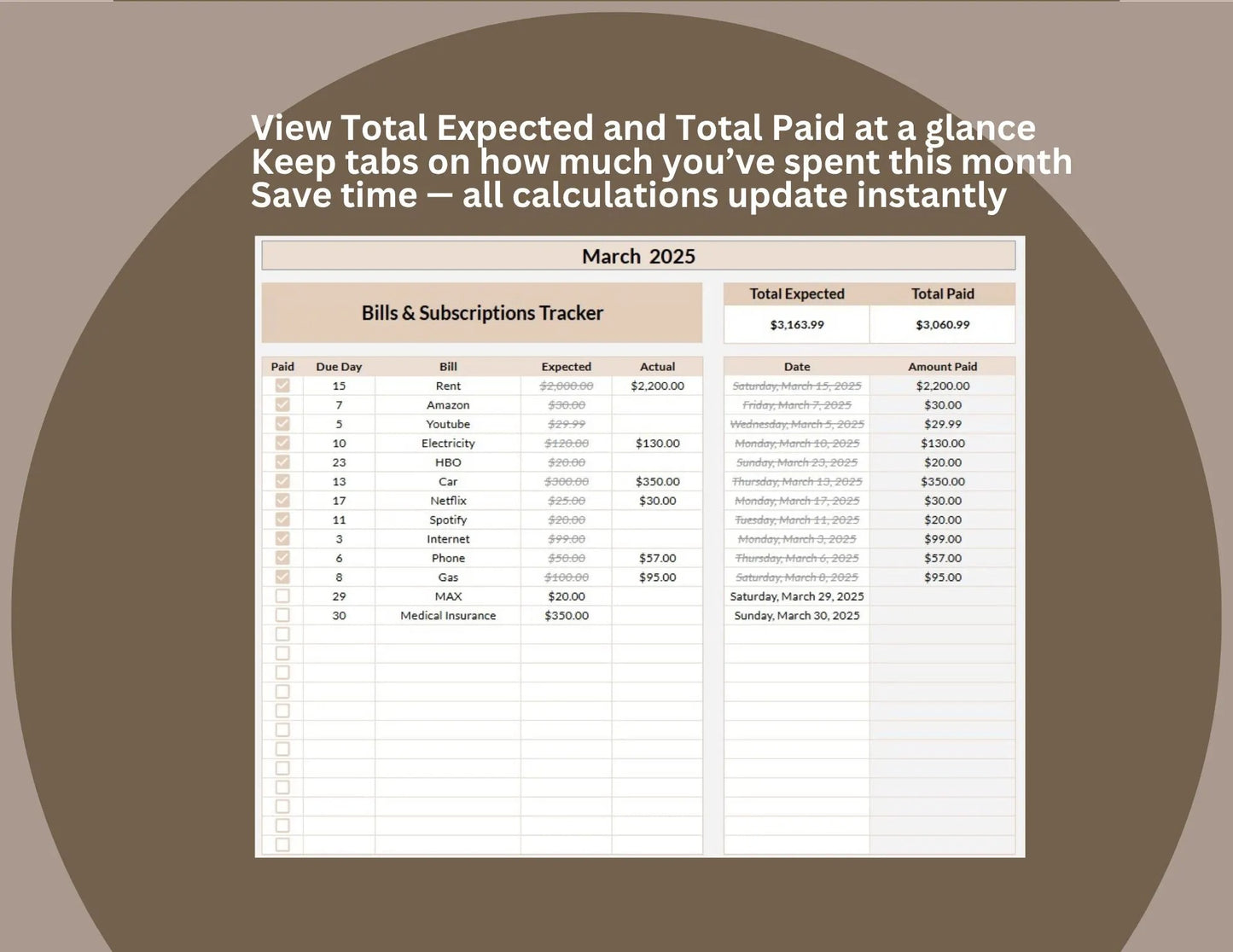 Bills and Subscriptions Tracker