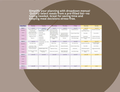 Monthly Meal Planner Spreadsheet