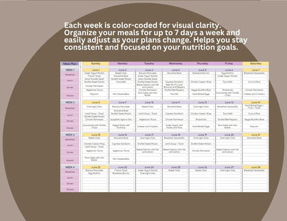Monthly Meal Planner Spreadsheet