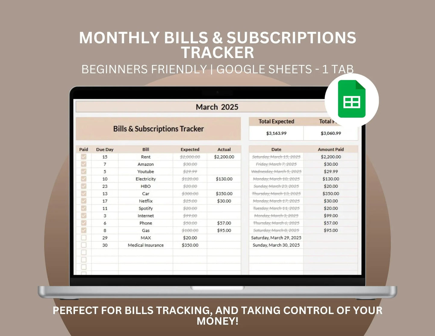 Bills and Subscriptions Tracker