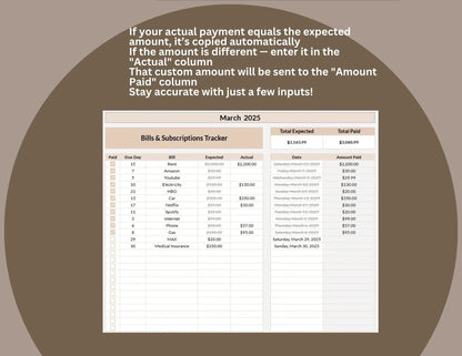 Bills and Subscriptions Tracker