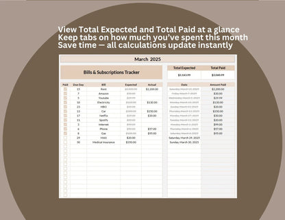 Bills and Subscriptions Tracker