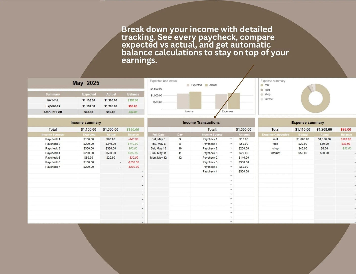 Monthly Income Tracker